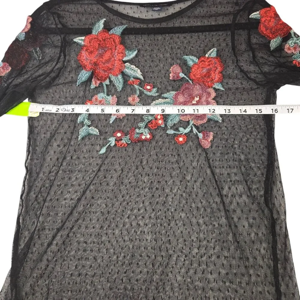 American Eagle Womens Small‎ Top Sheer Floral Embroidered Romantic Goth Cover Up